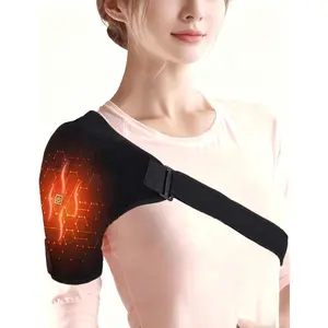 Electric Shoulder Heating Pad Wrap| 3 Adjtable Heat Settings Heated Shoulder Wrap for Pain Relief | Cordless B Powered Hot Therapy Pad for Rotator Cuff, Men and Women (No Power Bank)