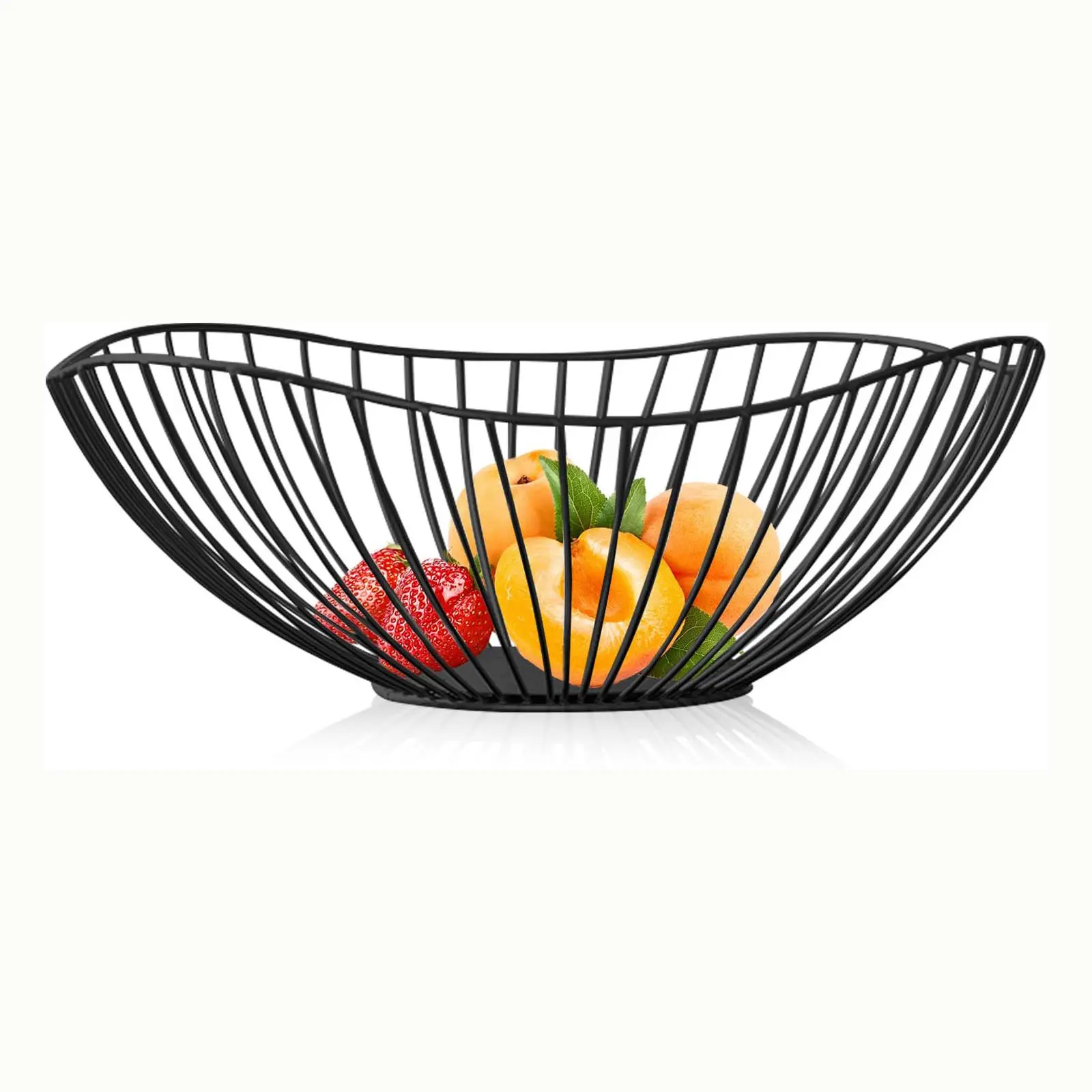 Metal Wire Fruit Basket, Black Fruit Bowl for Kitchen Counter, Fruit Holder Stand Storage Baskets for Countertop, Home Decor, Table Centerpieces, Vegetable Bowls for Fruits, Veggies, Snacks