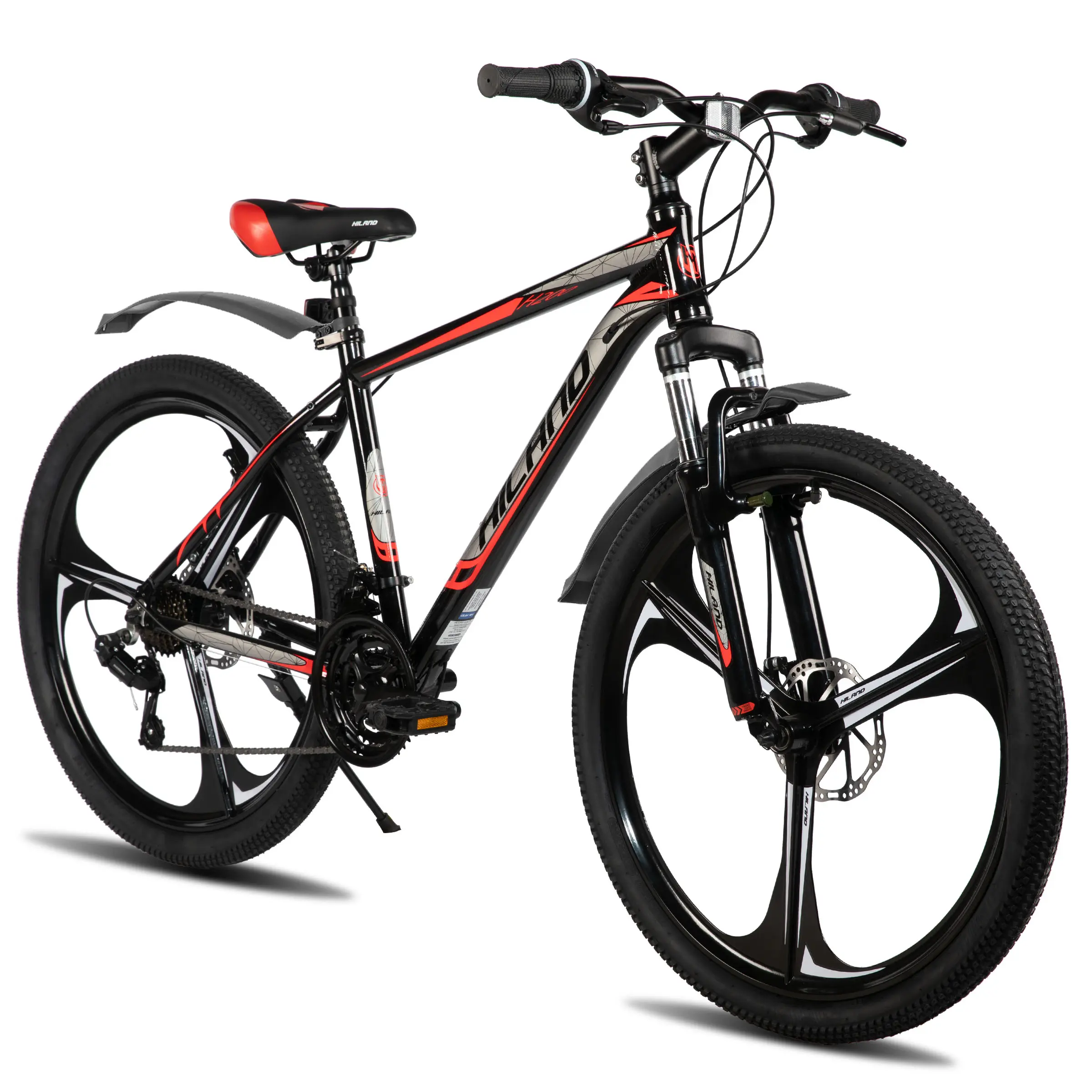 HILAND 26" MTB Mountain Bike for Men Women Adults, 18-Speed, Disc Brake, Lightweight Aluminum Frame, 3/6 Spoke Wheel