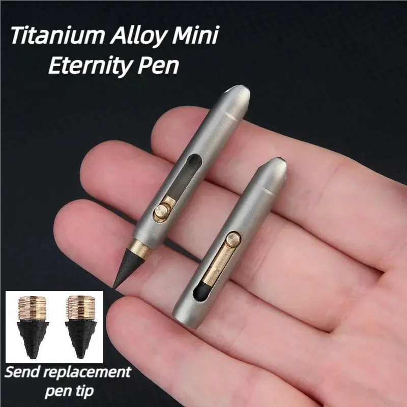 Mini Ultra-Light Titanium Alloy Eternal Pen, Sharpenless Erasable Pencil Gift, Outdoor Keychain Pendant, Portable Pocket Pen, Travel Emergency Writing, Writing Pens, Stationery Supplies