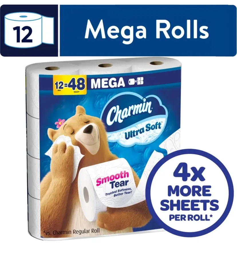 Charmin Ultra Soft Toilet Paper 12 Mega Rolls, 224 Sheets Per Roll