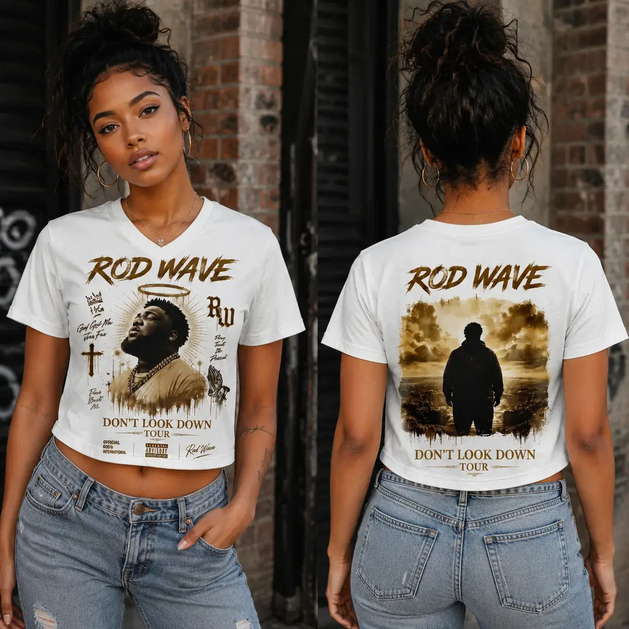 ROd WaVe Don't Look Down Crop Top Jersey, Tour 2026 Shirt, Women's Button Up Baseball Jersey, Concert Fan Shirt, Music Merch, Fan Gift
