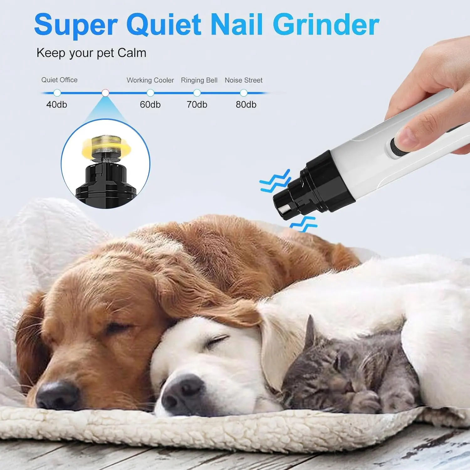 Silent Groom Pro Nail Grinder, 2025 New Dog Nail Trimmer, USB Rechargeable Pet Nail Grinder, Dog Nail Trimmers, Pet Paws Grooming Smoothing Tool USB Rechargeable Silent Dog Nail Grinder Two-Speed Dog Nail Grinder Professional