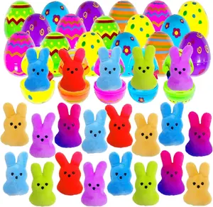 24 Pc Pre‑Filled Easter Eggs with Plush Animal Keychains – Cute Bunny Toys for Kids Toddlers – Easter Basket Stuffers & Funny Egg Fillers Gift Set