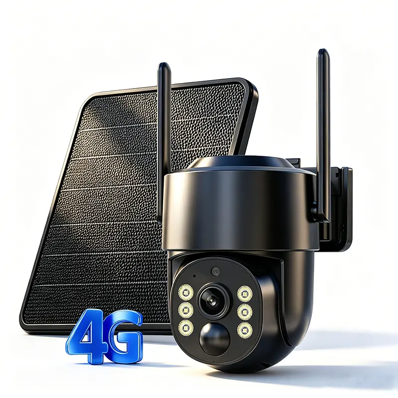 Outdoor Solar Power Security Camera - 1440P 360° PTZ Panoramic View, Wireless 4G LTE Cellular, Remote Surveillance Monitor, Motion Detection, Two-Way Audio, Color Night Vision, TF Card & Cloud Storage, IP66 waterproof  for Home, Motion Detection