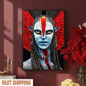 Avatar Varang Fire and Ash Poster, Na’vi Warrior Art Print, Red Tribal Fantasy Wall Art