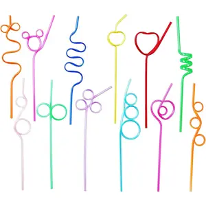 24 count Silly Crazy Straws for   Plastic Loop Curly Crazy Drinking Straws for Classroom Activities Valentines Day  Christmas Birthday Wedding Party Supplies Decoration