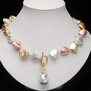 Fashionable niche design style irregular pearl collarbone chain pendant