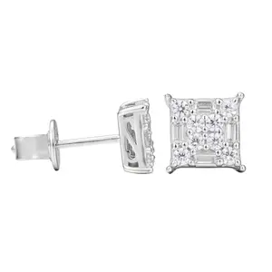 【#ES9250110】Women's Earrings 925 Sterling Silver Stud Earrings Square Earrings Men's Hip Hop Jewelry Couple Gifts Exquisite Gifts