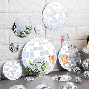 12 count  Disco Mirror Wall Decor Disco Ball Graduation Night Party Wall Decor Stickers  Round Mirror Trendy Room 80s Party Funky for  Living Room Bedroom Bathroom