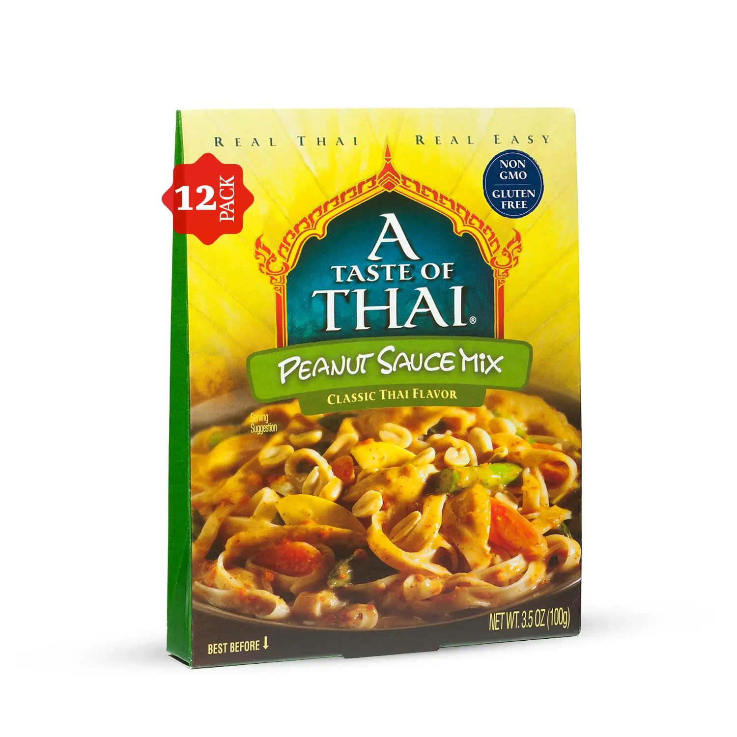 A Taste of Thai Peanut Sauce Mix Packets | Authentic Thai-Style Sauce with Ground Peanuts & Traditional Spices | Ready in Minutes | No Artificial Flavors | Non-GMO, Gluten-Free – (12 Pack, 3.5 oz Each)