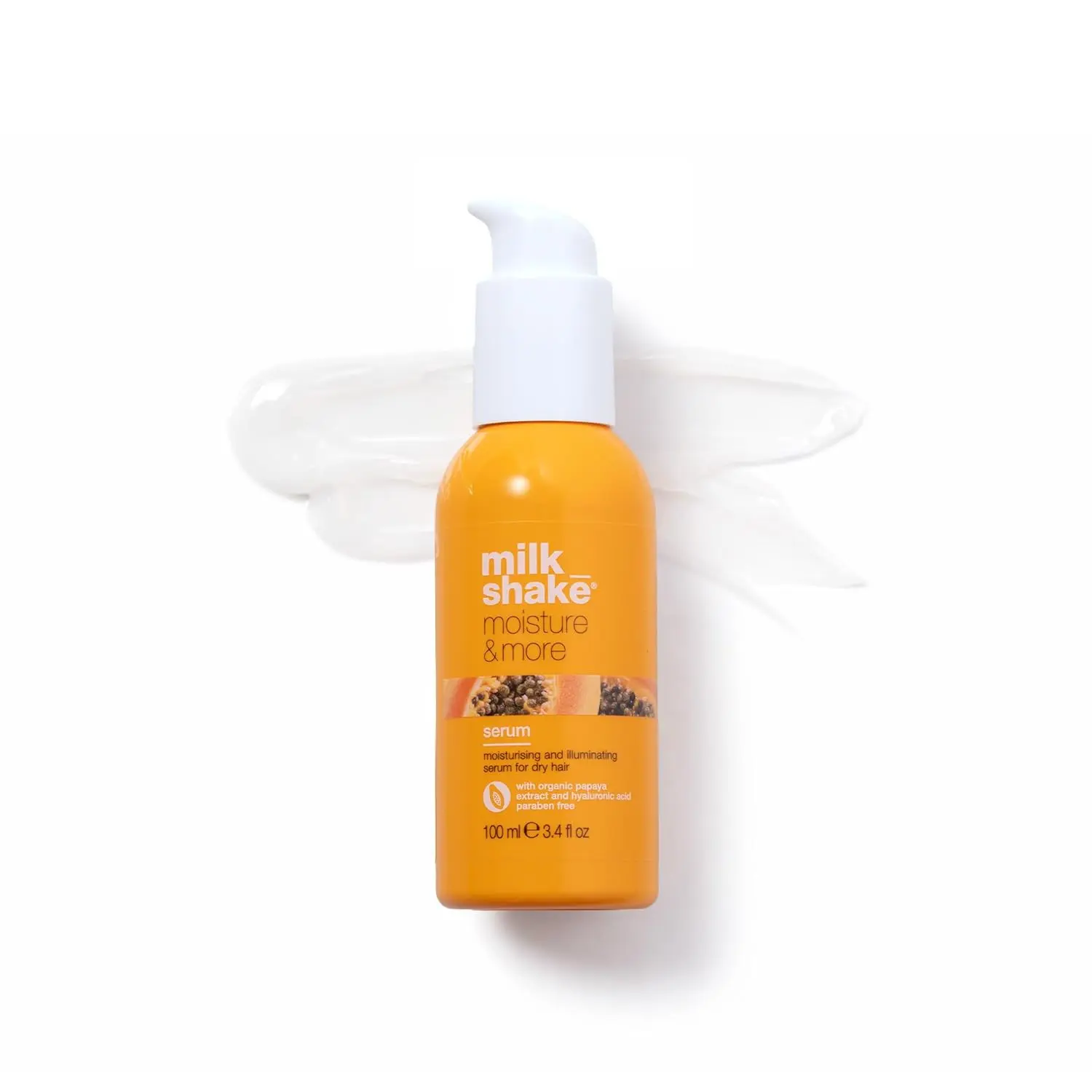 milk_shake moisture & more serum | hydrating leave-in treatment for dry hair | with milk proteins, fruit extracts & hyaluronic acid to smooth and add shine | 3.4 fl oz