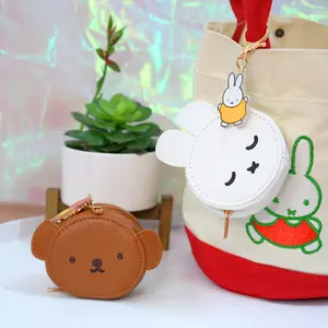 Miffyy Bunny Coin Pouch - Cute Zipper Wallet for Coins & Essentials, Boris Brown Bears with Rabbit Design