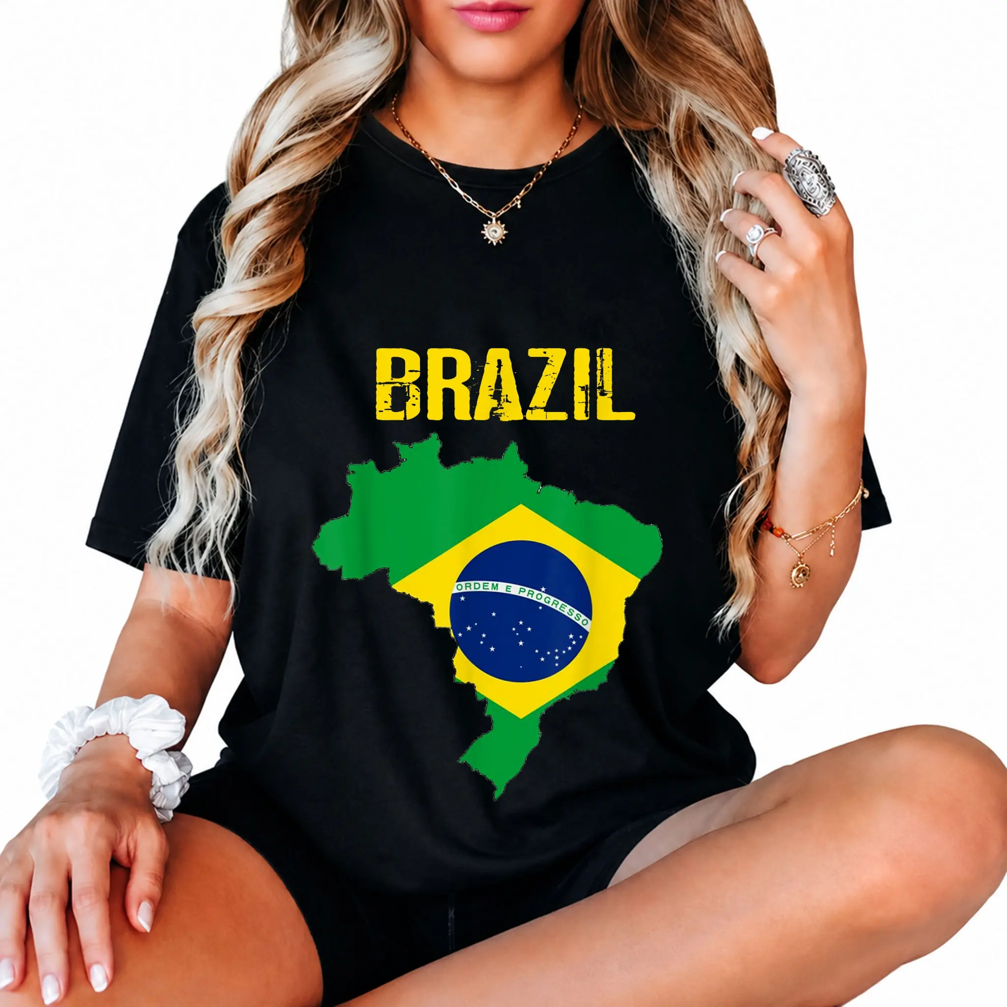 100% Cotton Brazil Flag tshirt, Brazil t-shirt, brazil shirt for women T-Shirt