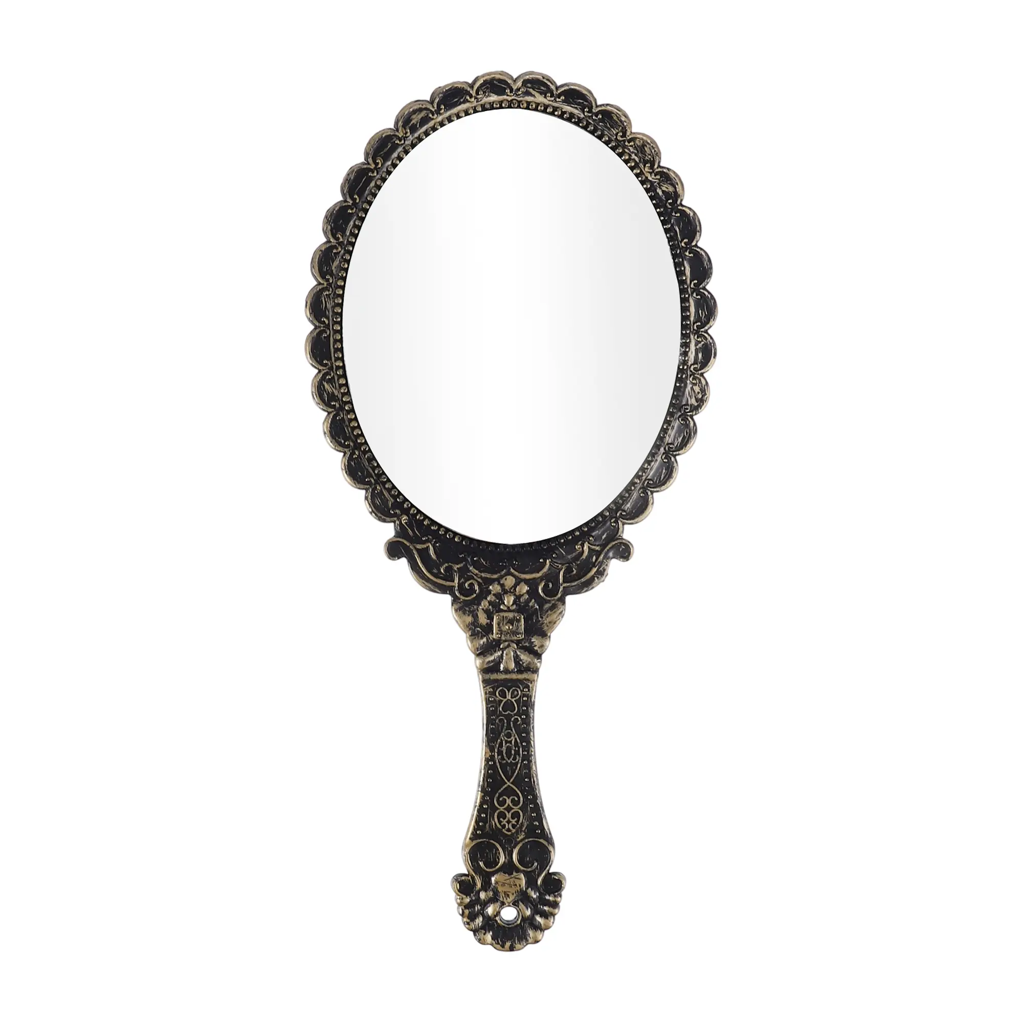 CHEIBEAR Hand Mirror with Handle, Embossed Handheld Mirror, Single-Sided Hand Mirror, Vintage Hand Held Mirror Travel Portable Mirror for Girls, 9.8" L x 4.5" W