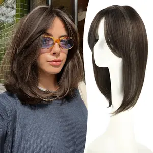 12 Inch Hair Toppers for Women with Thinning Straight Topper large Base with Bangs Synthetic Wig Clip Natural Hair Piece #Summervibes