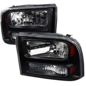 1999-2004 Ford Excursion/F-250/F-350/F-450/F-550 Crystal Headlights (Matte Black Housing/Clear Lens)
