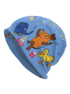 Men's Funny Animal Beanie Hat  Lightweight Knit Skull Cap with Elephant Birthday Party Costume Casual Outfit Accessory Soft Stretchy