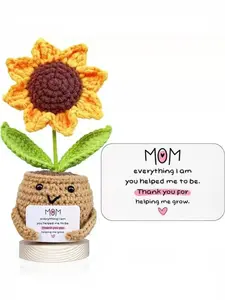 Mom's Birthday - Mom, I love you! Handmade funny and cute crochet sunflower, a birthday gift for mothers, Mother's Day, Christmas stocking stuffing, a Christmas gift for daughters and sons, and a Thanksgiving gift.