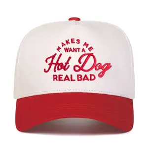 Makes me Want a Hot Dog Red Vintage Embroidered Canvas Hat, Makes me Want a Hot Dog Trucker Hat badday Two Tone Hat, Funny Gift for Men & Women