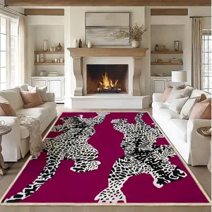 1PC Leopard Print Decorative Rug, Vintage Jungle Style, Easy Clean, Multiple Sizes and Colors, Home Essential