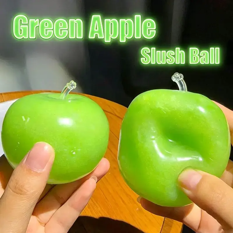 Green Apple Slime Fill Moldable Squishy Toy, Infinite Stress Relief, Perfect for Anxiety Reduction & Fidget Relief, Portable Decompression Squeeze