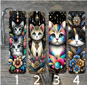 Mystic Cats Themed Metal Bookmarks - Glossy Finish, 2x6 in, Literature & Art Inspired Book Accessories, Ideal Gift for Book Readers