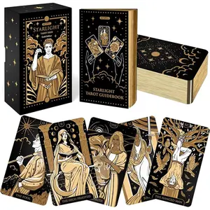 Tarot Cards: Starlight Tarot Deck with Guide Book - Unique Tarot Card Deck for Beginners - Modern Fortune Telling Cards (Gold)