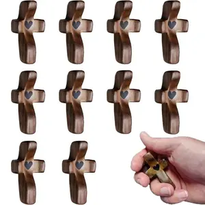 10pcs Cross My Heart,Wooden Cross,Encouragement Gift Stress Relief Cross,Prayer Cross for Hand
