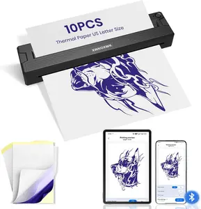 2026 New Tattoo Stencil Printer Machine for Tattoo Artists & Beginners, with 3 Tattoo Transfer Paper and 10 Folded Paper, Compatible with Phone/Pc, Thermal Portable Inkless Wireless Printer