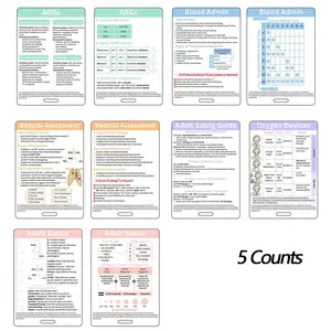 Nurse Badge Card, 5 Counts Double Sided Nurse Badge Cards, Pocket Size Durable PP Nursing Reference Cards, Badge Buddy Nursing, Nursing School Essentials