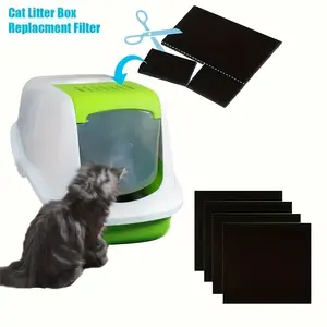 High Adsorption Activated Carbon Cat Litter Box Filter, Premium Replacement Filters, Improve Air Quality & Odor Control, Multi-Pack