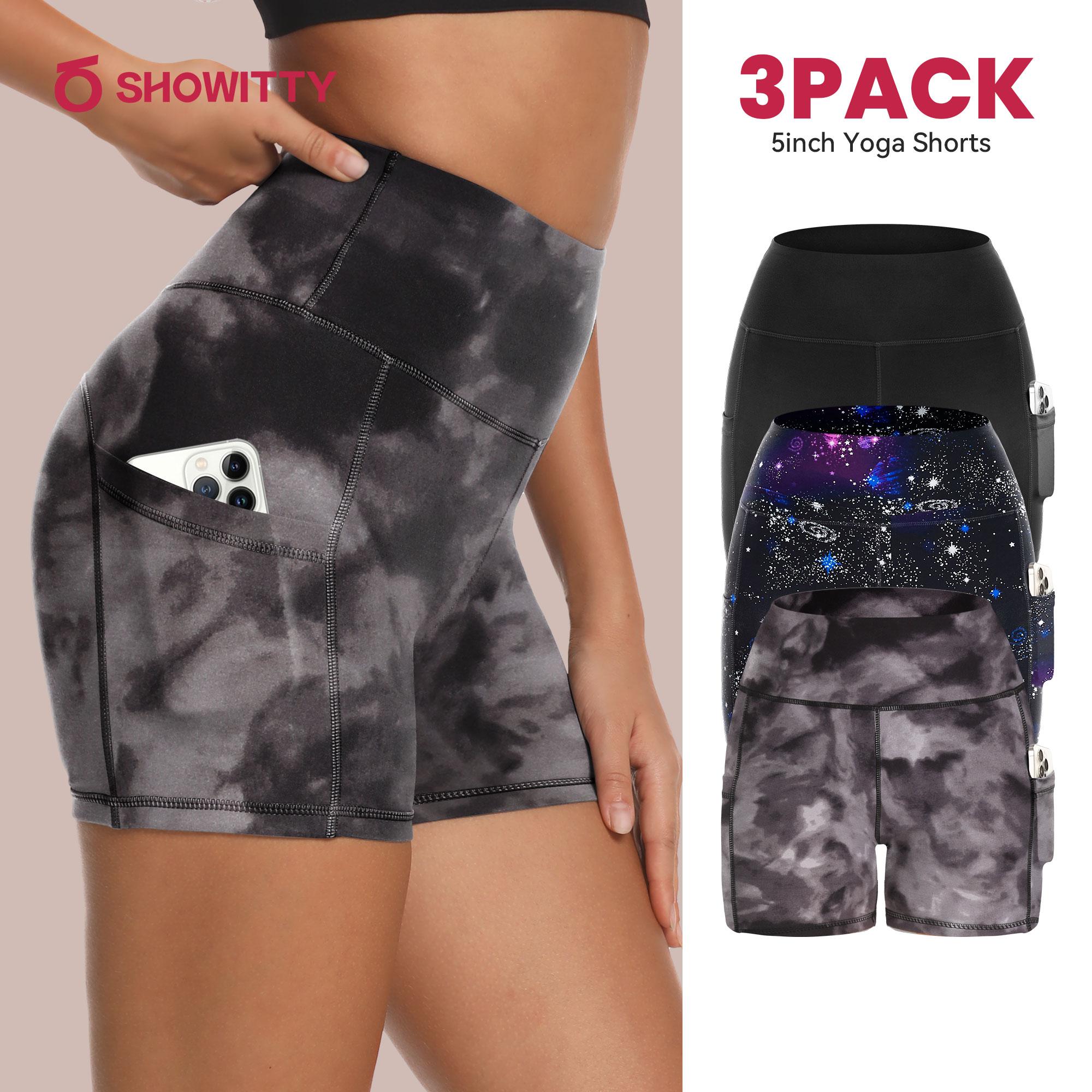 SHOWITTY High Waisted 3 Pack Biker Shorts for Women with Pockets - 5" Tummy Control Breathable Spandex Shorts for Gym Beach Summer Outfits #SummerWins#DealsForYouDays