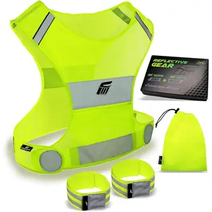 Reflective Vest - Running Gear + 2 Bands & Bag/Ultralight & Comfy Safety Vests for Running, Walking, Cycling