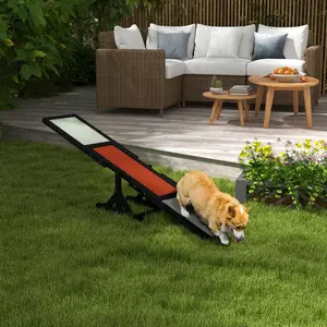 High visibility dog agility seesaw color marked contact zones stable build for small to large breed exercise