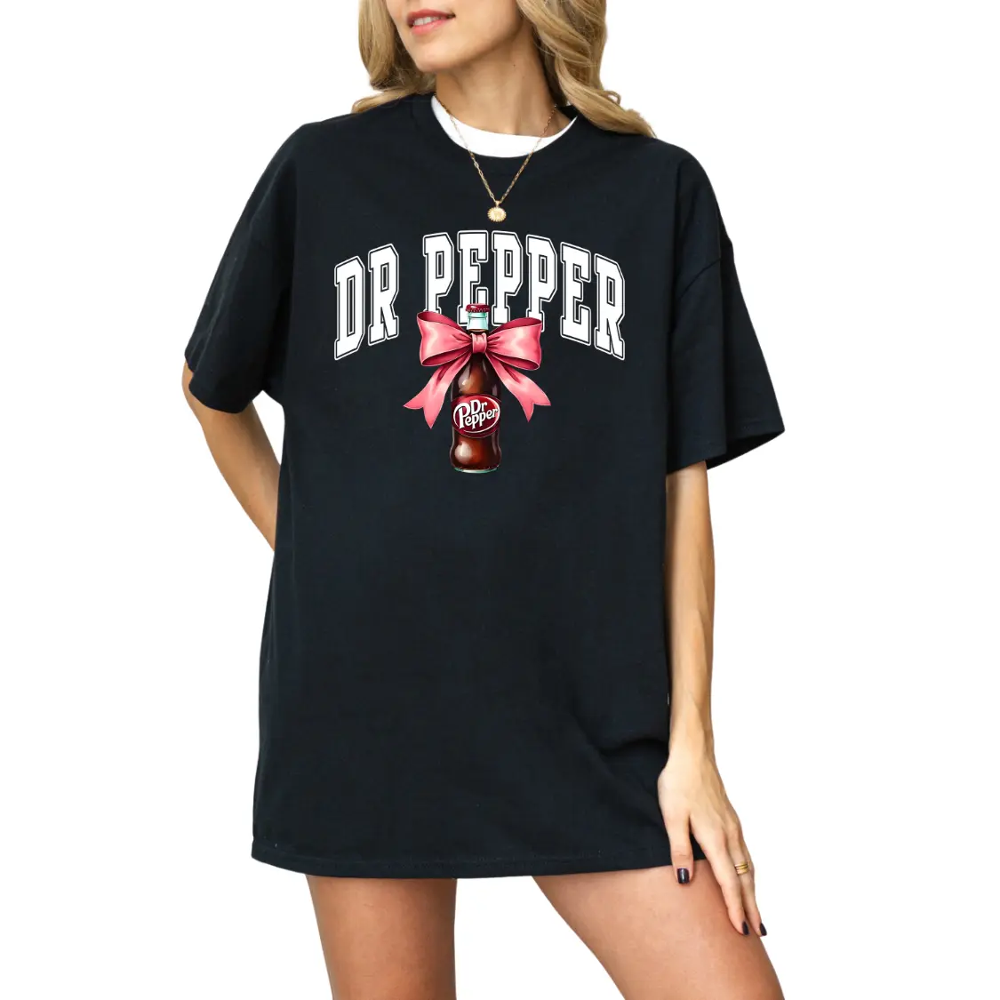Dr Pepper Coquette Bow T-Shirt – Stylish Vintage Graphic Tee, Trendy Casual Wear, Perfect Gift