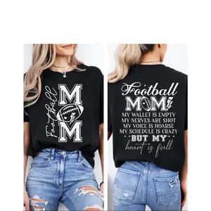 180g[100%cotton]Football Mom Graphic Double-Sided Print Tee, Game Day Sports Mama T-Shirt, Football Sport Plus Size Women's Oversized T-Shirt,Machine Washable Casual Top,Size S-5XL,Comfortable & Breathable Material