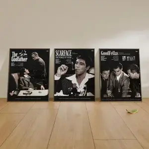 The Godfather Scarface Goodfellas Set of 3 Poster, Figure Printable Wall Art, Minimalist Best Decor