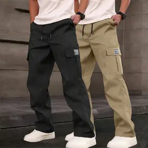 2-Pack - Men's Fashion Lightweight Style! Athletic pants, comfortable and breathable, spring/summer style, straight-leg cut, elastic waistband, regular fit, solid color design, single-side embroidered logo, long pants