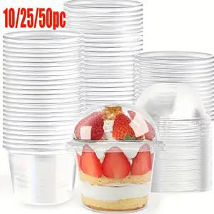 10/25/50pc Pack 5oz(150ml) dome Souffle cup, multi-purpose fruit salad cup, snack bowl, ice cream yogurt pudding party cup, Reusable Cups, suitable for Christmas, Halloween, weddings, restaurants, home bakers and bakeries