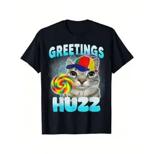180gMen's T-Shirt Fun Greetings Huzz T-Shirt, Humor Cat Alpha Shirt, Short Sleeve Tee For Men Women, Top Shirt Gift For Boyfriend HusbandMen's Casual Short Sleeve T-Shirt – Basic Summer Tee For Men (S-XXXL) , Vintage, Shirts, Graphic Tees, , Fun T Shirts
