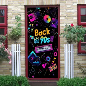 2pcs   90s Retro Music Theme Wall Stickers with Vinyl Record Cassette Keyboard Elements Home Decor Stickers Self-Adhesive Wallpaper for Living Room Bedroom Kids Room Music Studio Background Wall Nost