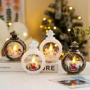 Christmas Decoration Lanterns, Santa Claus & Snowman Design, Indoor Outdoor Decorative Lights, Battery Operated, Festive Holiday Lighting