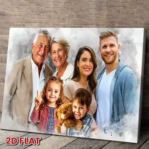 2D Flat, 2D Flat, 2D Flat Custom Memorial Framed Canvas Gift, Combined Photos of Loved Ones, Ideal for Family Portraits. A Unique Gift for Family Members, Perfect for Home Decoration And Wall Art, Father's Day, Independence Day