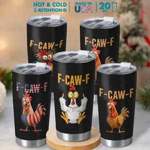 20oz - F-CAWF Chicken Coffee Tumbler For Adults Steel Reusable Tumbler Unique Humor Gift For Friends Coworkers Or Family Who Love Sarcasm