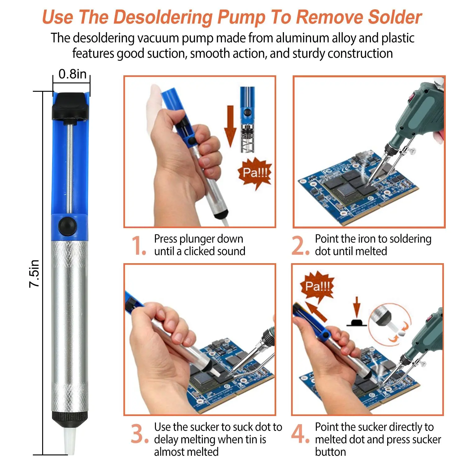 60W Automatic Hand-held Soldering Iron Gun, 5-in-1 Kit with Welding Tool Bracket and Desoldering Pump for Circuit Board Repair