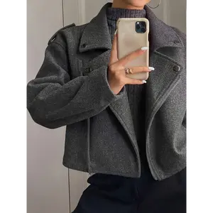 fireman clasp jacket Women's Windproof Loose Casual Jacket - Middle Eastern Style Elegant Design, Machine Washable Solid Color Zipper Front Closure Autumn And Winter Jacket, Dual Use Of Daily And Formal Occasions, Structural Fashionable Coa