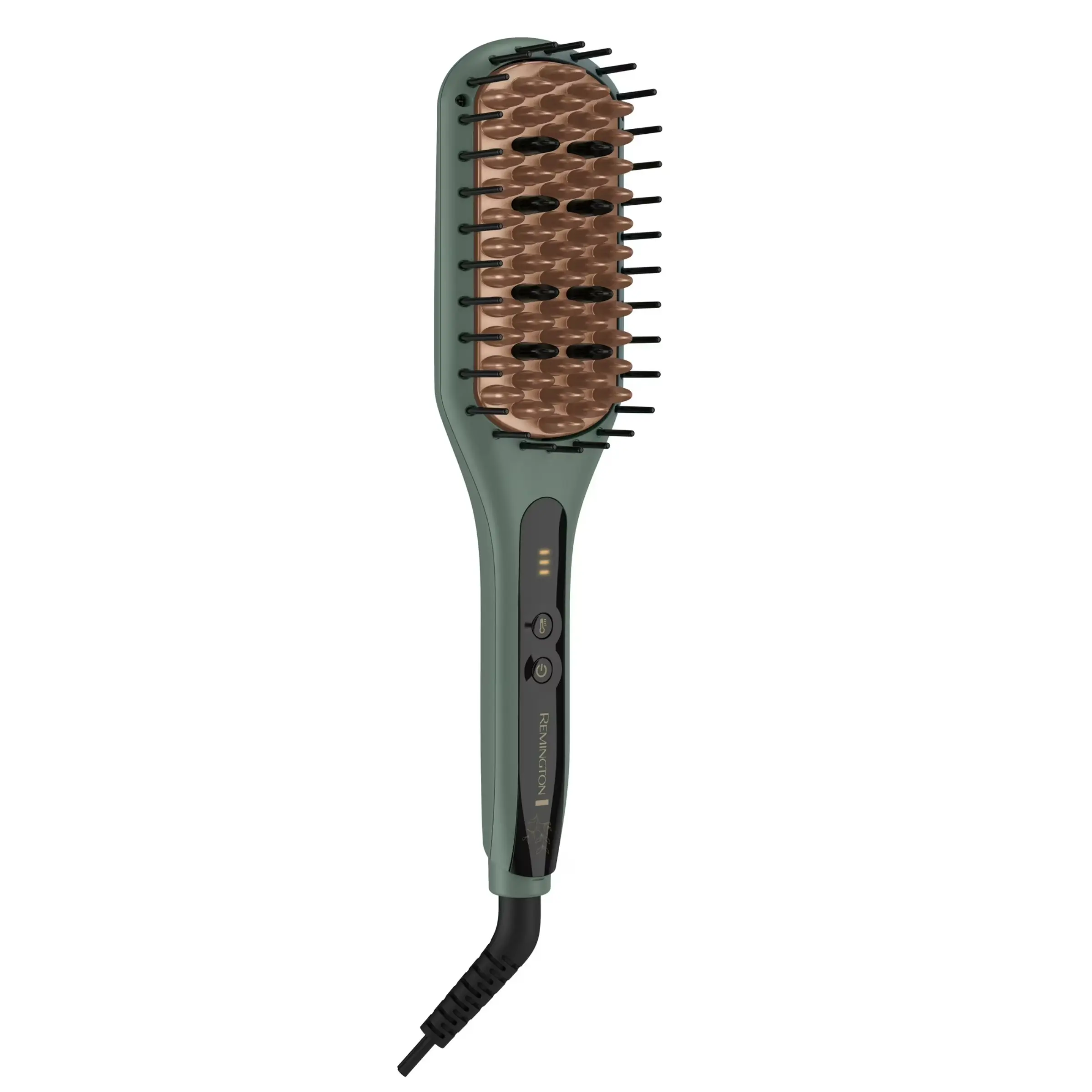 REMINGTON 2-in-1 Straightening Brush for Women, Ceramic Bristles with Plant-Based Micro-Conditioners, Green