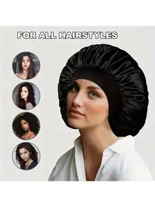 1pc Premium Satin Sleep Bonnet with Wide Elastic Band, Soft Night Hair Protection Cap for All Hair Types, Holiday Daily Hair Care Essential
