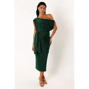 Santiago Off Shoulder Midi Dress - Emerald